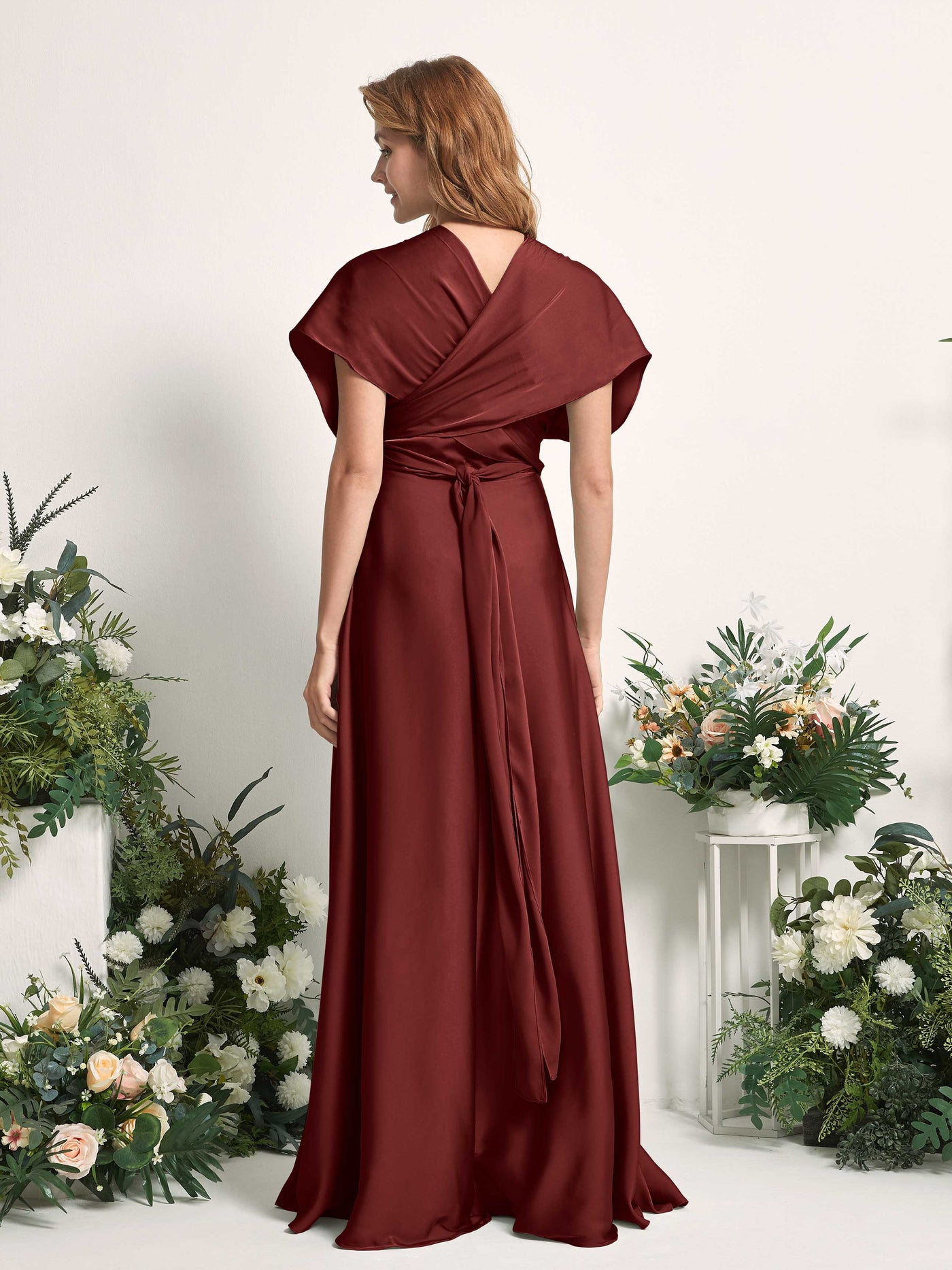 Carlyna A-Linien-Kleid Herzausschnitt Bodenlang Brautjungfernkleid Burgunderrot #farbe_burgunderrot