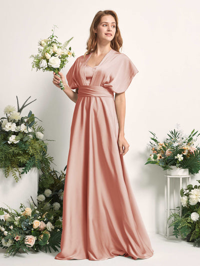 Carlyna A-Linien-Kleid Herzausschnitt Bodenlang Brautjungfernkleid Cantaloupe #farbe_cantaloupe