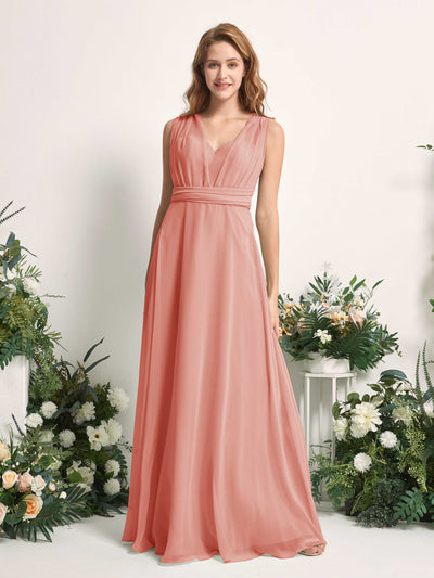 Carlyna A-Linien-Kleid Herzausschnitt Bodenlang Brautjungfernkleid Champagner-Rose #farbe_champagner-rose