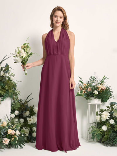 Carlyna A-Linien-Kleid Herzausschnitt Bodenlang Brautjungfernkleid Chianti #farbe_chianti