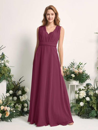Carlyna A-Linien-Kleid Herzausschnitt Bodenlang Brautjungfernkleid Chianti #farbe_chianti