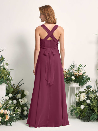 Carlyna A-Linien-Kleid Herzausschnitt Bodenlang Brautjungfernkleid Chianti #farbe_chianti
