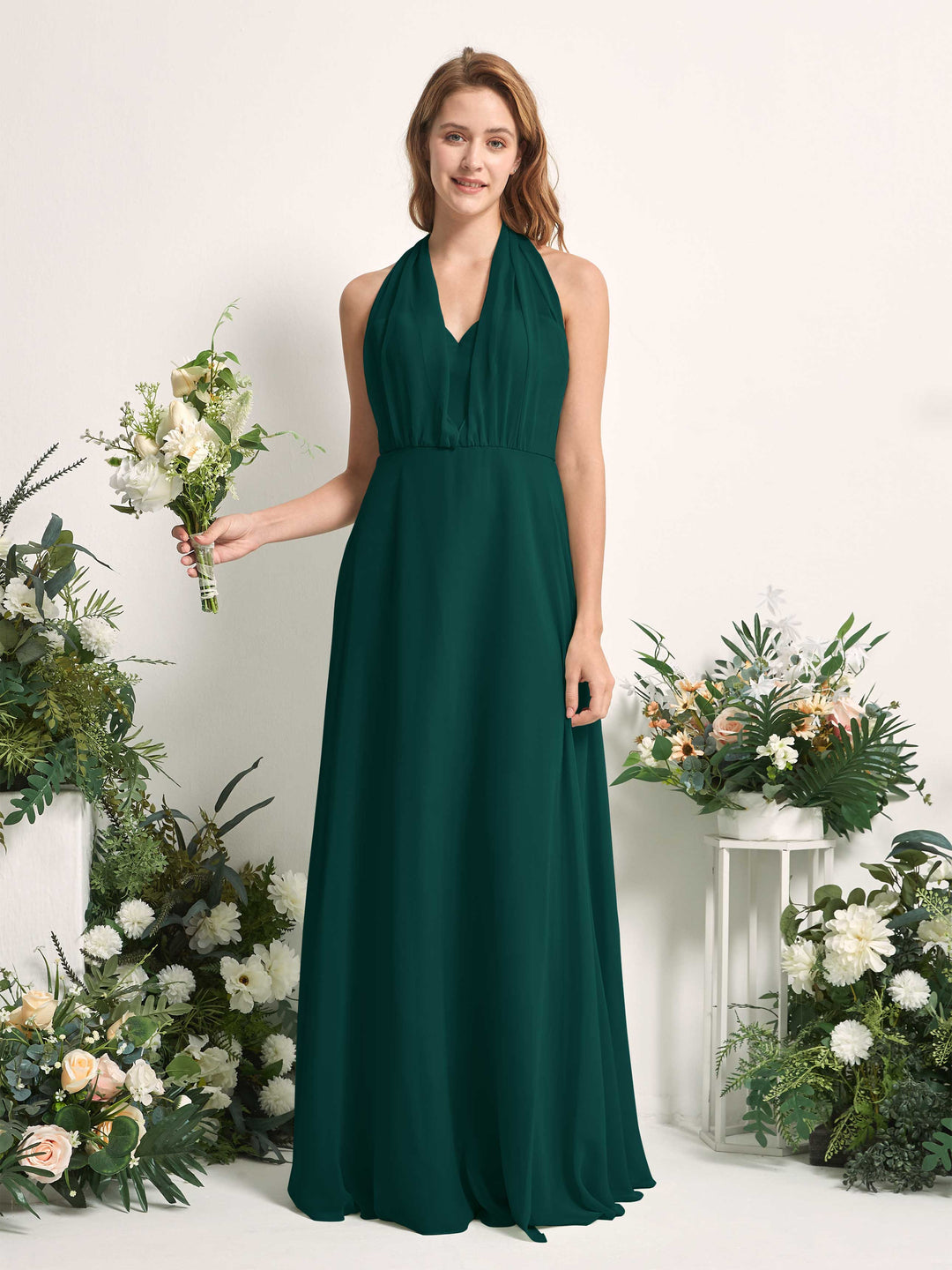 Carlyna A-Linien-Kleid Herzausschnitt Bodenlang Brautjungfernkleid Dunkelsmaragd 