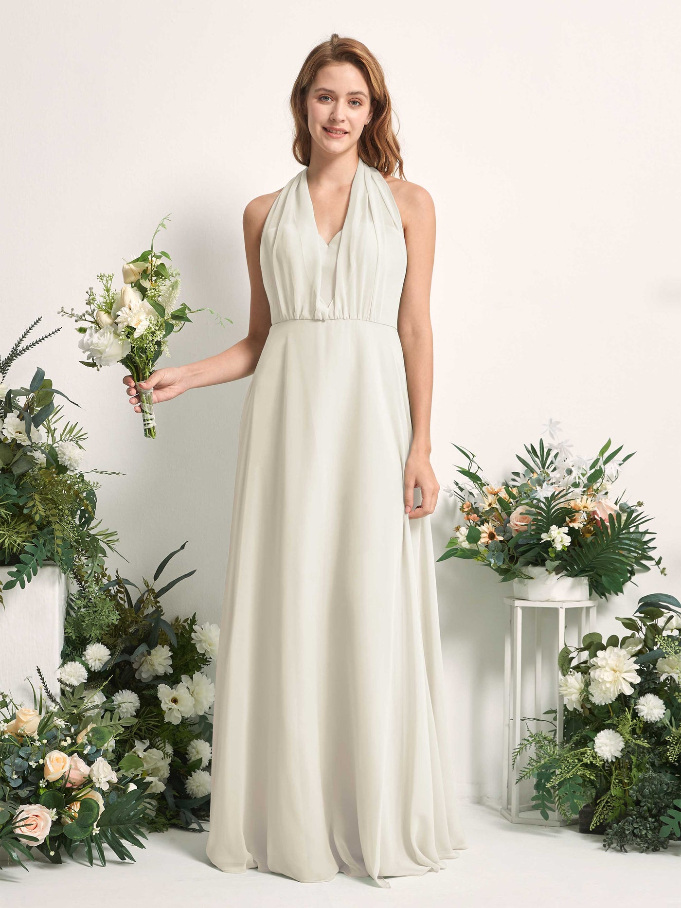 Carlyna A-Linien-Kleid Herzausschnitt Bodenlang Brautjungfernkleid Elfenbein #farbe_elfenbein