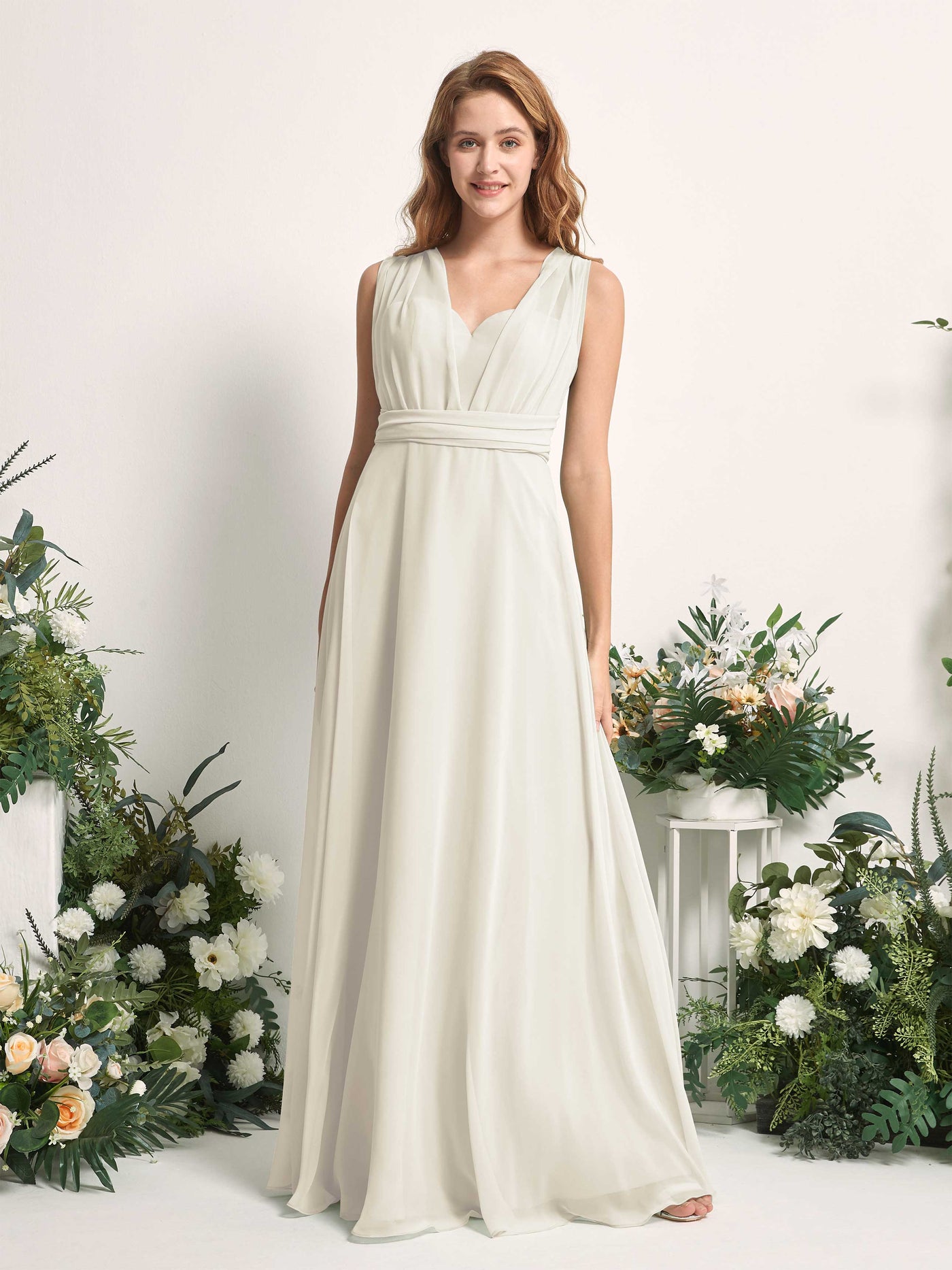 Carlyna A-Linien-Kleid Herzausschnitt Bodenlang Brautjungfernkleid Elfenbein #farbe_elfenbein