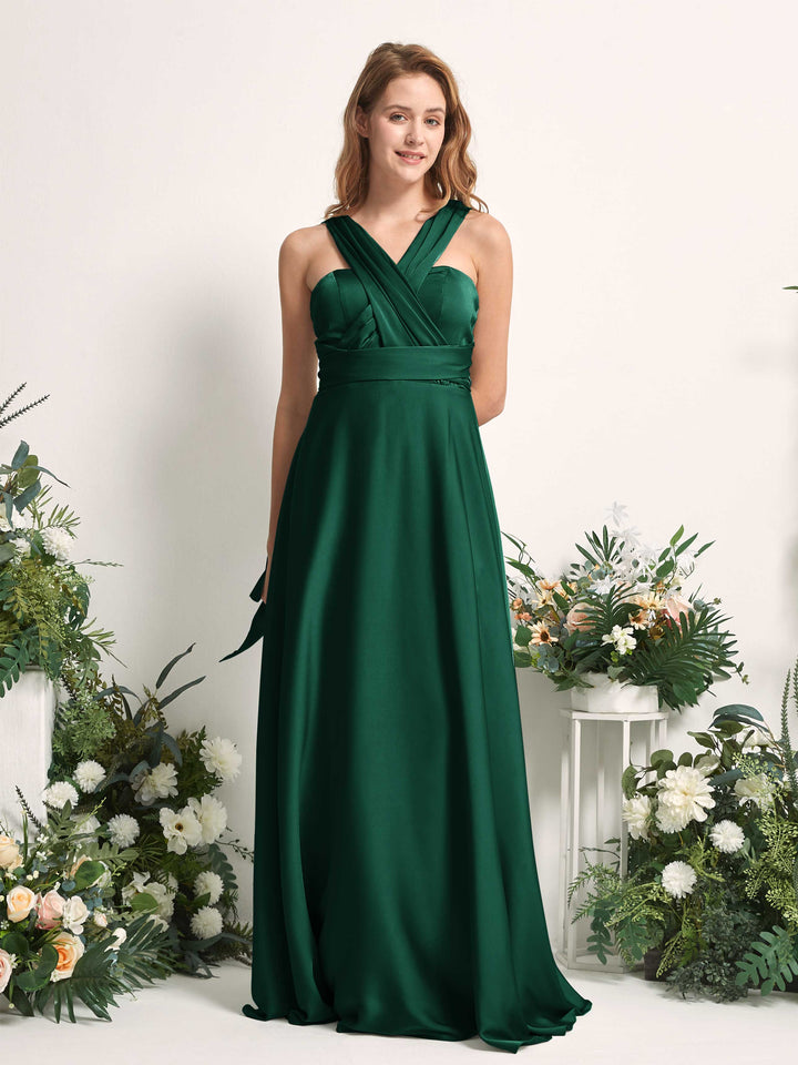 Carlyna A-Linien-Kleid Herzausschnitt Bodenlang Brautjungfernkleid Jägergrün 