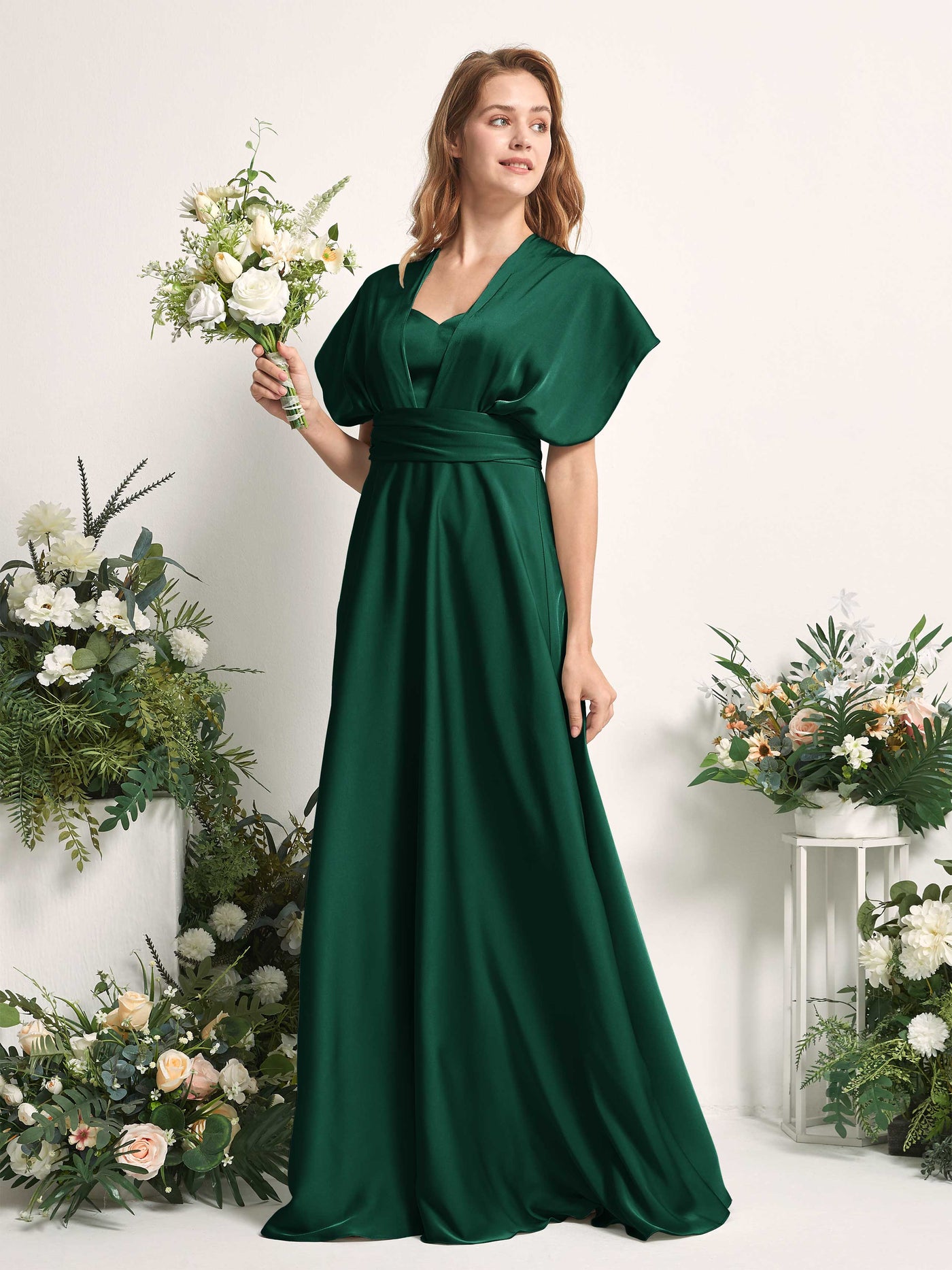 Carlyna A-Linien-Kleid Herzausschnitt Bodenlang Brautjungfernkleid Jägergrün #farbe_j-gergr-n