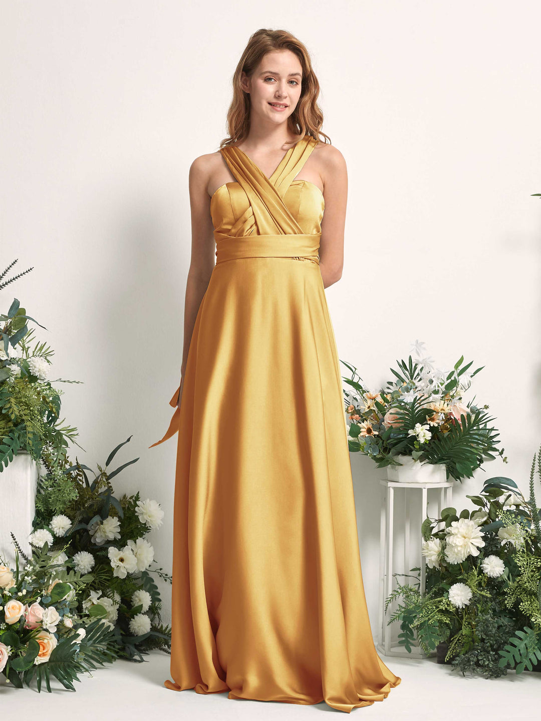 Carlyna A-Linien-Kleid Herzausschnitt Bodenlang Brautjungfernkleid Kanariengelb 