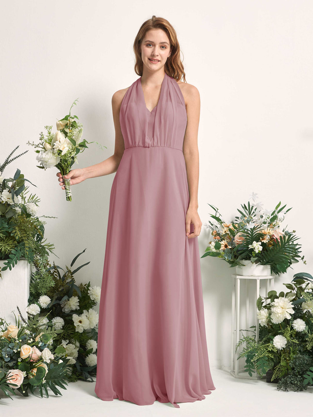Carlyna A-Linien-Kleid Herzausschnitt Bodenlang Brautjungfernkleid Klassisch Mauve 