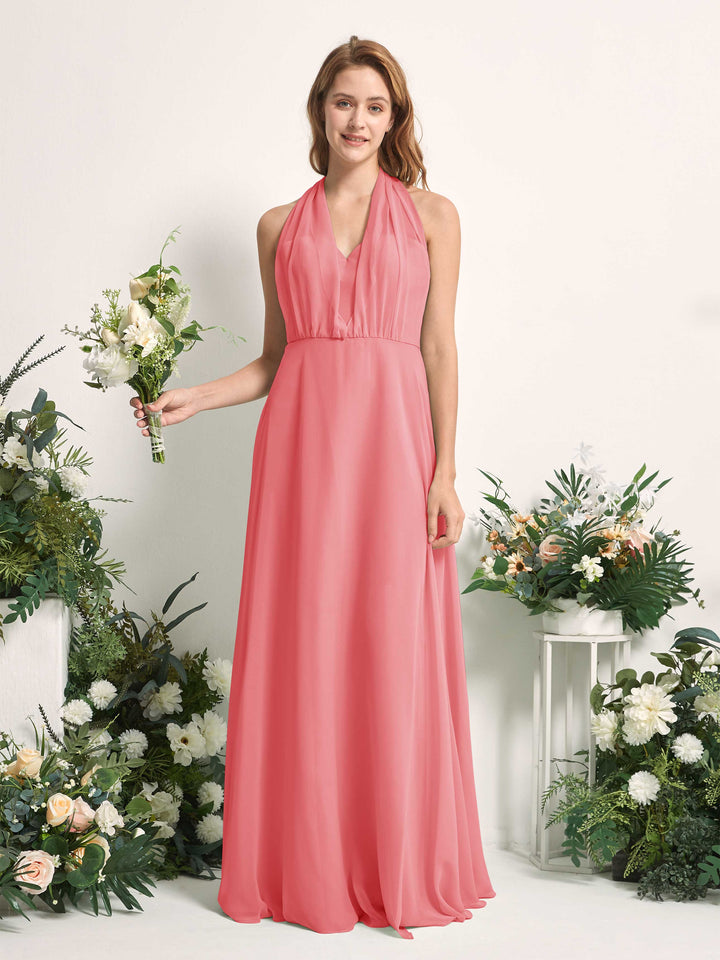 Carlyna A-Linien-Kleid Herzausschnitt Bodenlang Brautjungfernkleid Korallenrosa 