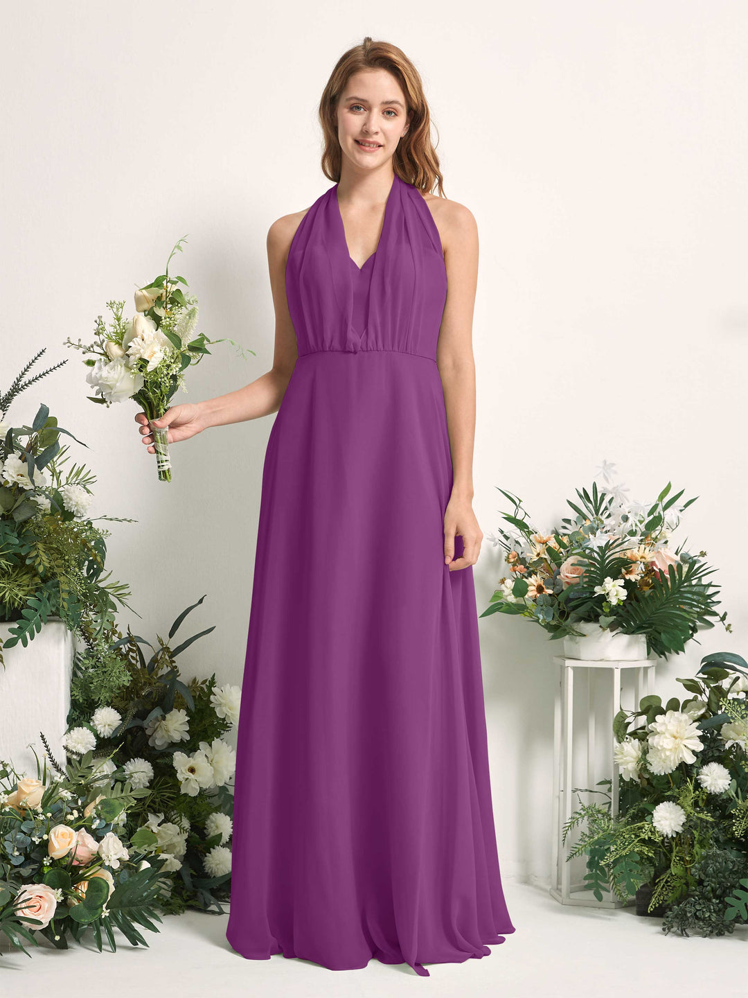 Carlyna A-Linien-Kleid Herzausschnitt Bodenlang Brautjungfernkleid Lila 