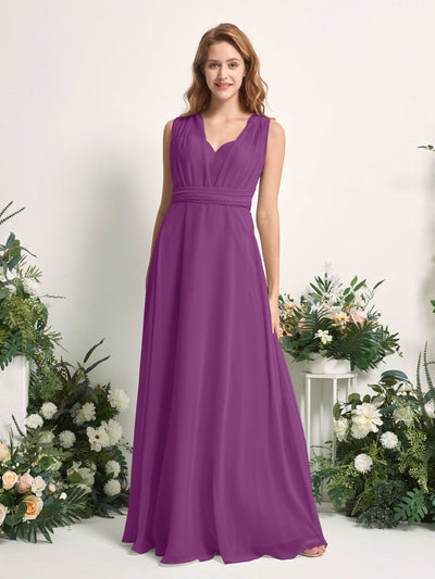 Carlyna A-Linien-Kleid Herzausschnitt Bodenlang Brautjungfernkleid Lila #farbe_lila