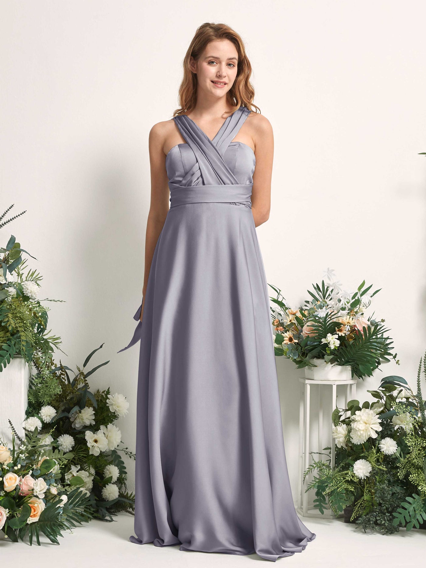 Carlyna A-Linien-Kleid Herzausschnitt Bodenlang Brautjungfernkleid Lila Dunst #farbe_lila-dunst