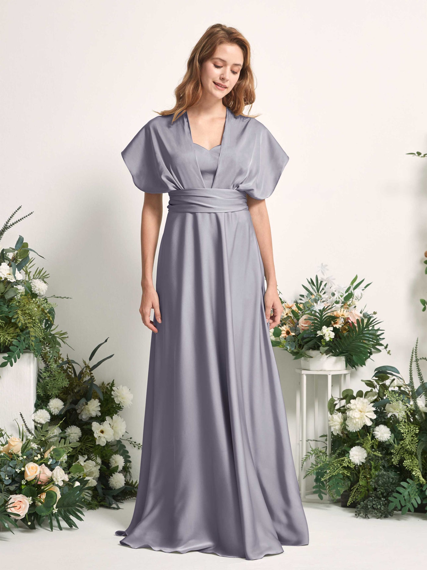 Carlyna A-Linien-Kleid Herzausschnitt Bodenlang Brautjungfernkleid Lila Dunst #farbe_lila-dunst