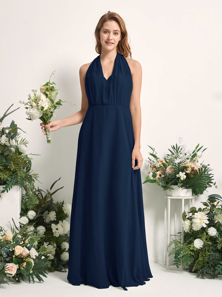 Carlyna A-Linien-Kleid Herzausschnitt Bodenlang Brautjungfernkleid Marineblau 