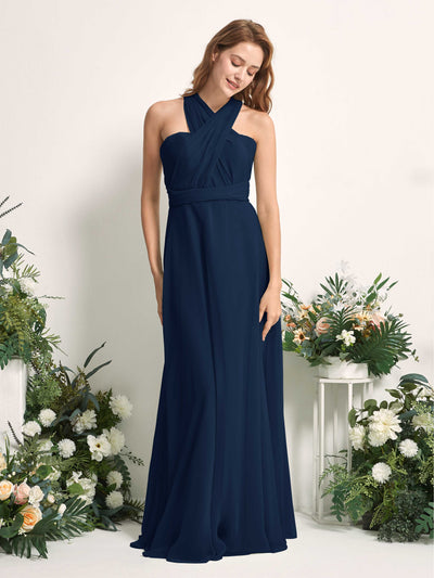 Carlyna A-Linien-Kleid Herzausschnitt Bodenlang Brautjungfernkleid Marineblau #farbe_marineblau