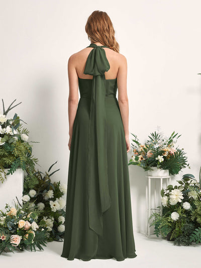 Carlyna A-Linien-Kleid Herzausschnitt Bodenlang Brautjungfernkleid Martini-Olive #farbe_martini-olive