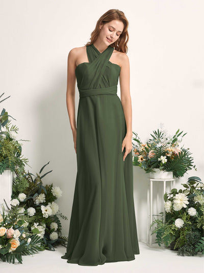Carlyna A-Linien-Kleid Herzausschnitt Bodenlang Brautjungfernkleid Martini-Olive #farbe_martini-olive