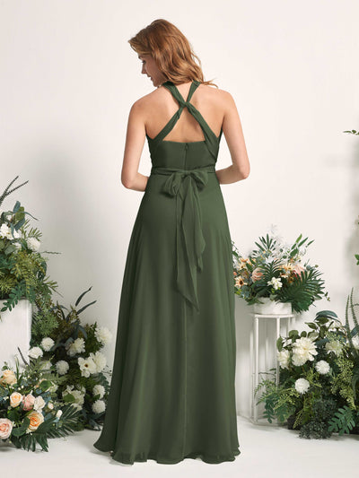 Carlyna A-Linien-Kleid Herzausschnitt Bodenlang Brautjungfernkleid Martini-Olive #farbe_martini-olive