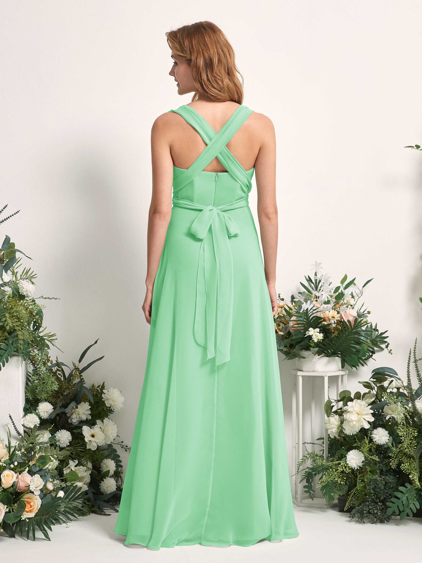 Carlyna A-Linien-Kleid Herzausschnitt Bodenlang Brautjungfernkleid Minzgrün #farbe_minzgr-n