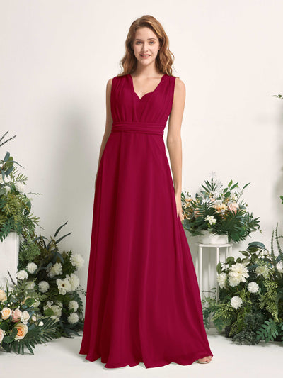Carlyna A-Linien-Kleid Herzausschnitt Bodenlang Brautjungfernkleid Narrenrot #farbe_narrenrot