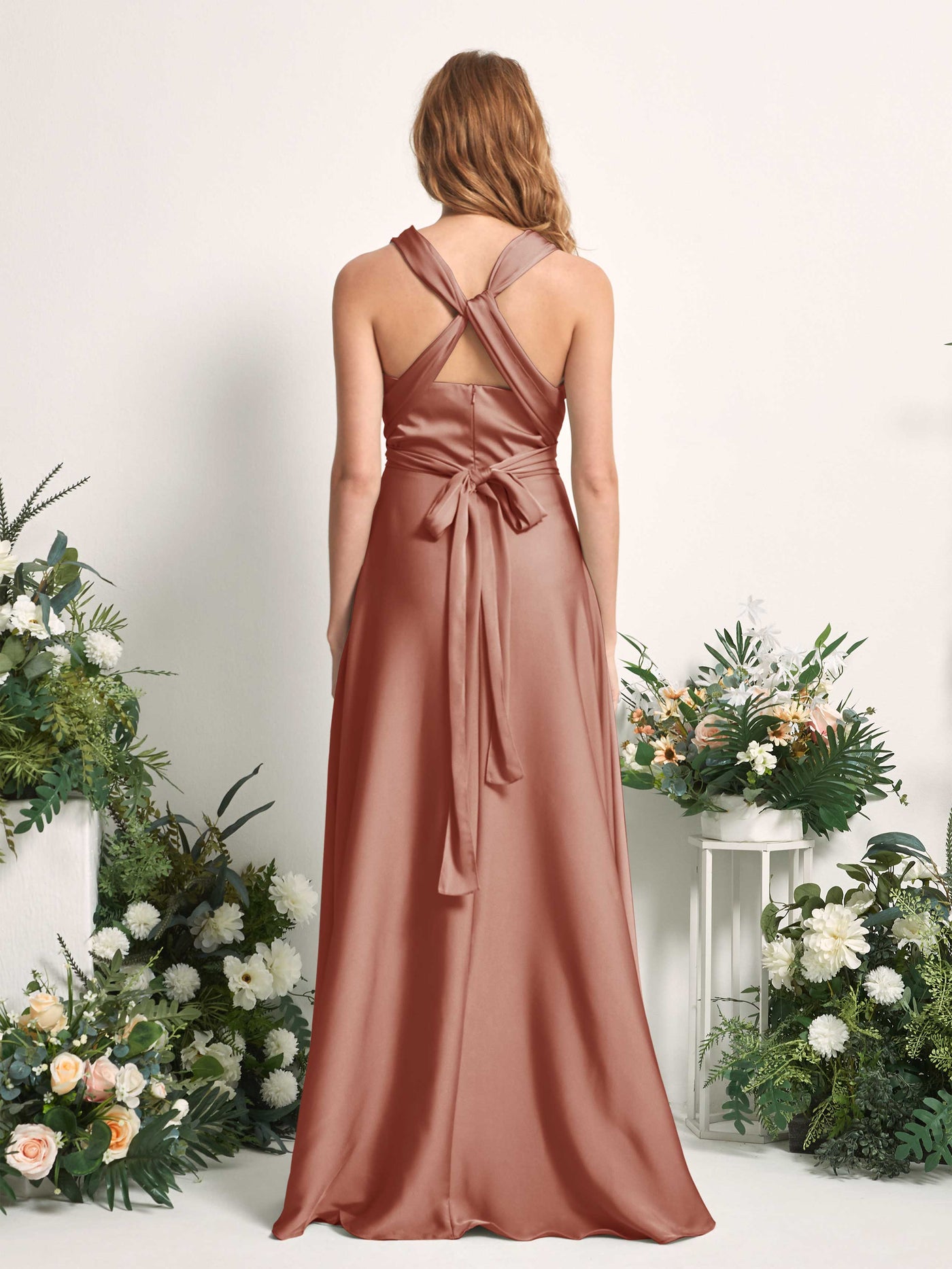 Carlyna A-Linien-Kleid Herzausschnitt Bodenlang Brautjungfernkleid Natur-Siena #farbe_natur-siena