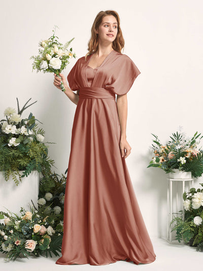 Carlyna A-Linien-Kleid Herzausschnitt Bodenlang Brautjungfernkleid Natur-Siena #farbe_natur-siena