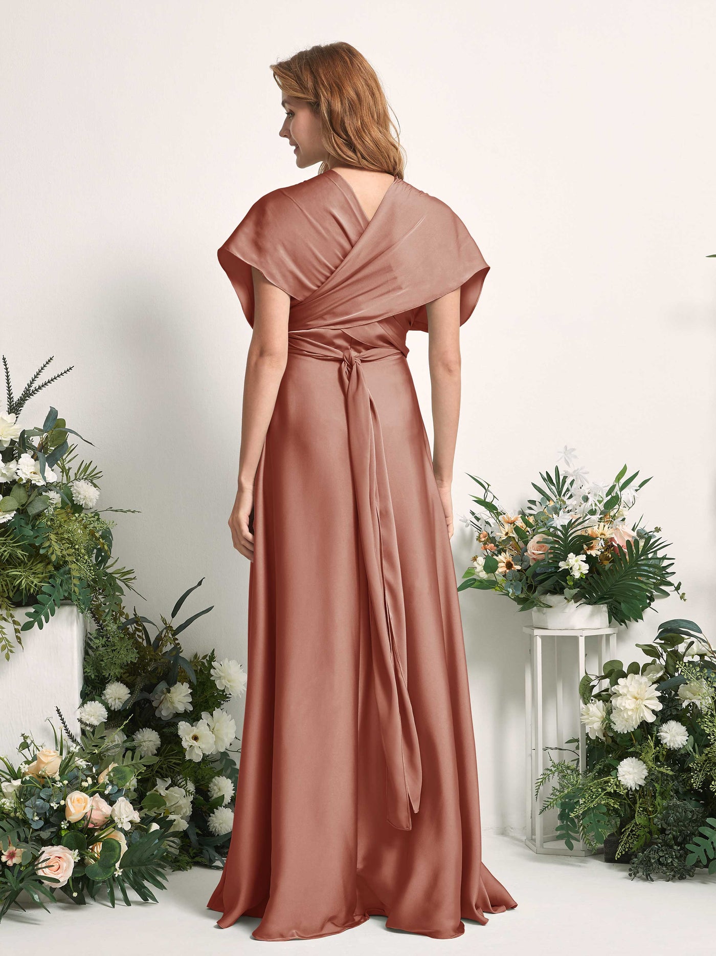 Carlyna A-Linien-Kleid Herzausschnitt Bodenlang Brautjungfernkleid Natur-Siena #farbe_natur-siena