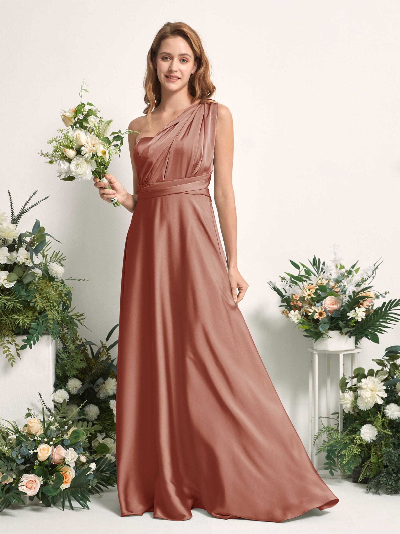 Carlyna A-Linien-Kleid Herzausschnitt Bodenlang Brautjungfernkleid Natur-Siena #farbe_natur-siena