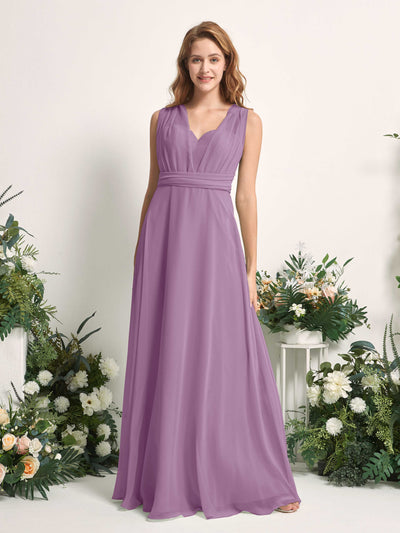 Carlyna A-Linien-Kleid Herzausschnitt Bodenlang Brautjungfernkleid Orchideen-Nebel #farbe_orchideen-nebel