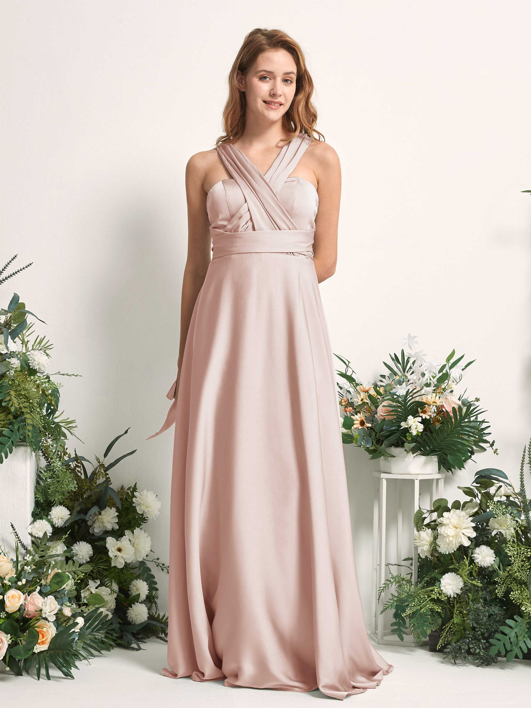 Carlyna A-Linien-Kleid Herzausschnitt Bodenlang Brautjungfernkleid Perlrosa 