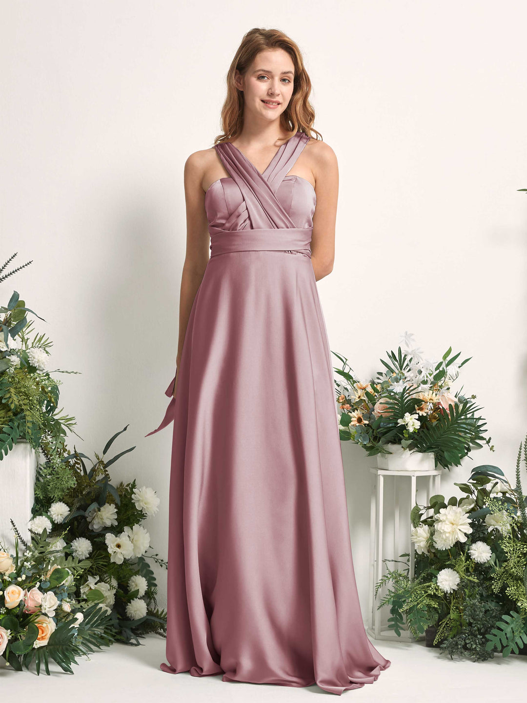 Carlyna A-Linien-Kleid Herzausschnitt Bodenlang Brautjungfernkleid Rosenquarz 