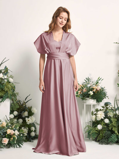 Carlyna A-Linien-Kleid Herzausschnitt Bodenlang Brautjungfernkleid Rosenquarz #farbe_rosenquarz