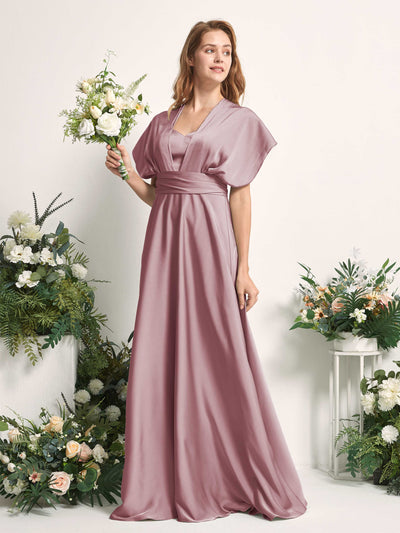 Carlyna A-Linien-Kleid Herzausschnitt Bodenlang Brautjungfernkleid Rosenquarz #farbe_rosenquarz
