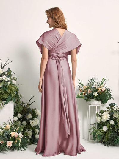 Carlyna A-Linien-Kleid Herzausschnitt Bodenlang Brautjungfernkleid Rosenquarz #farbe_rosenquarz