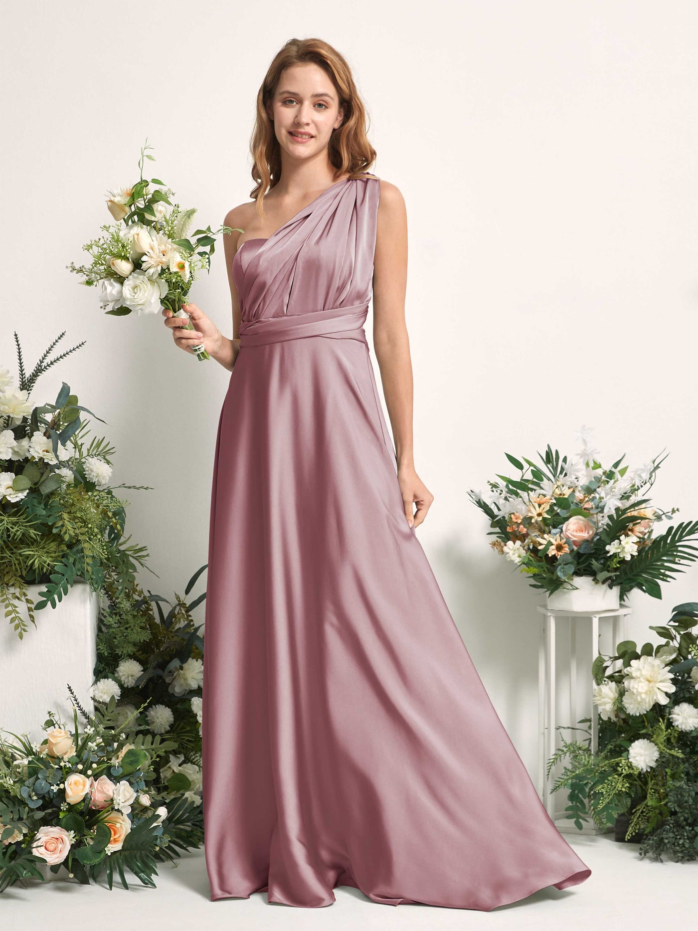 Carlyna A-Linien-Kleid Herzausschnitt Bodenlang Brautjungfernkleid Rosenquarz #farbe_rosenquarz