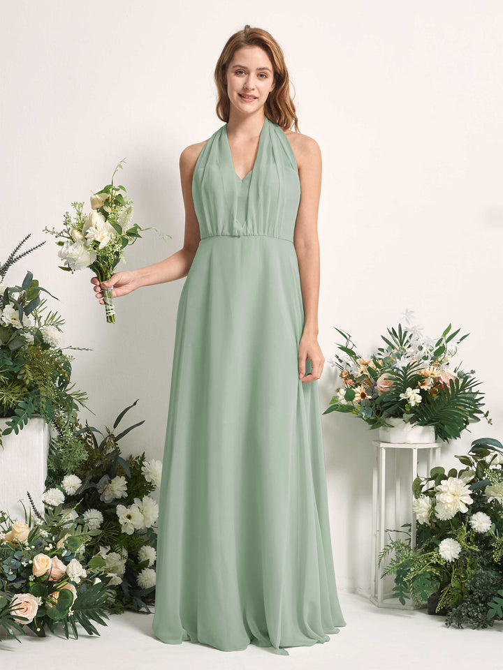 Carlyna A-Linien-Kleid Herzausschnitt Bodenlang Brautjungfernkleid Salbeigrün 