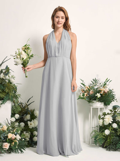Carlyna A-Linien-Kleid Herzausschnitt Bodenlang Brautjungfernkleid Silber #farbe_silber