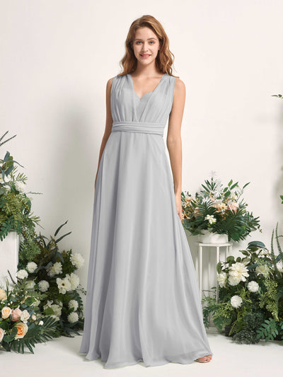 Carlyna A-Linien-Kleid Herzausschnitt Bodenlang Brautjungfernkleid Silber #farbe_silber