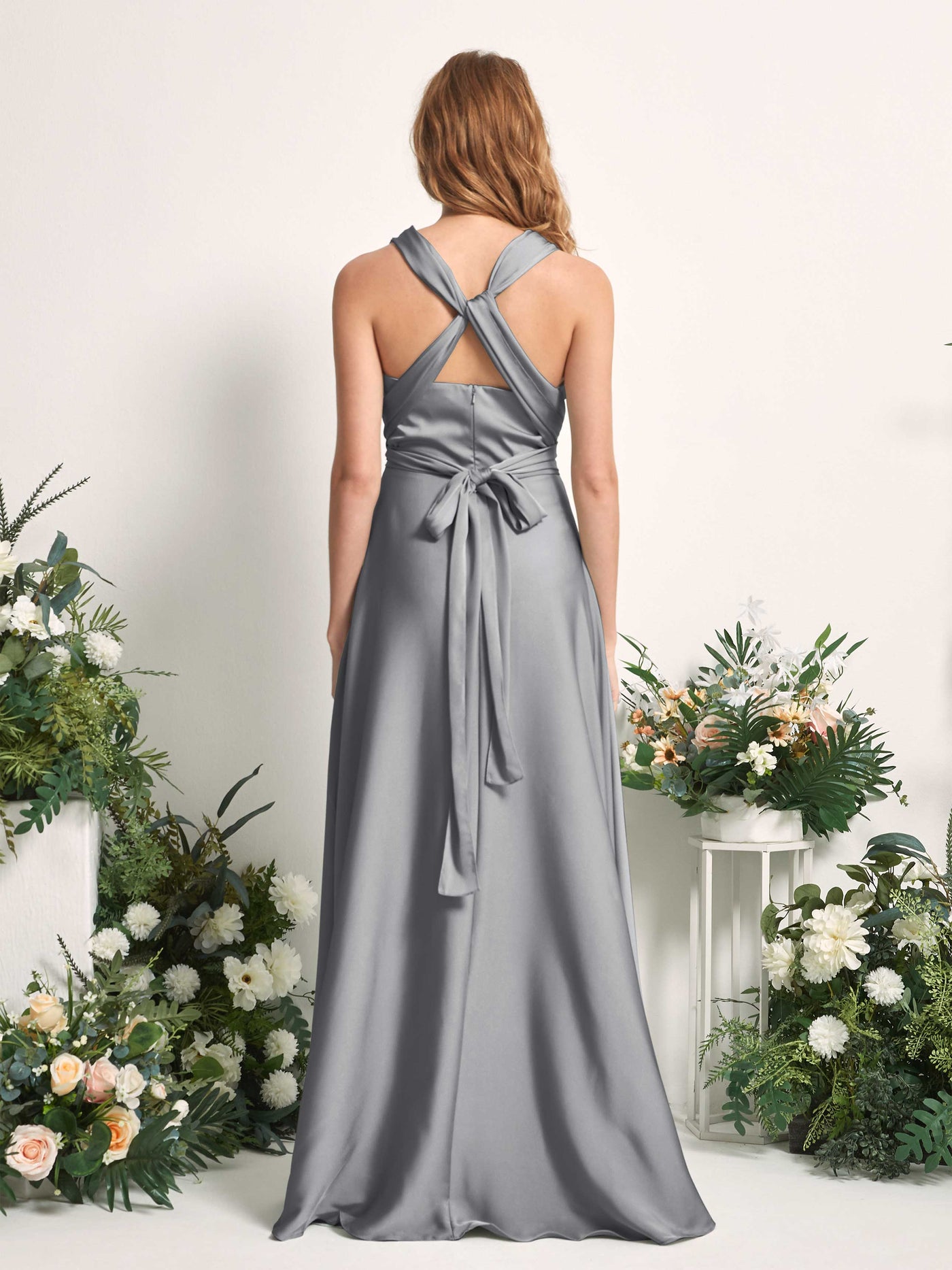 Carlyna A-Linien-Kleid Herzausschnitt Bodenlang Brautjungfernkleid Stahlgrau #farbe_stahlgrau