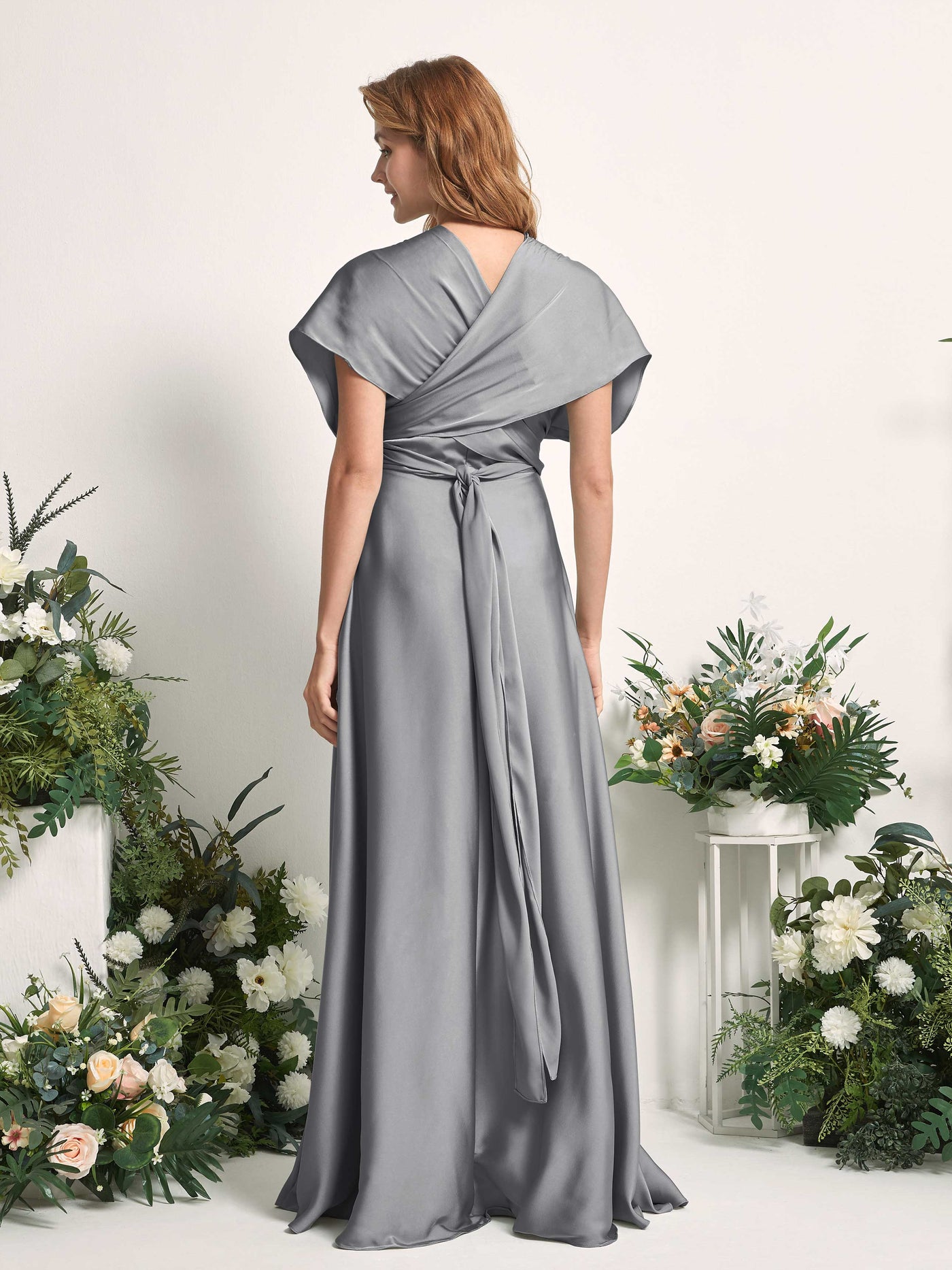 Carlyna A-Linien-Kleid Herzausschnitt Bodenlang Brautjungfernkleid Stahlgrau #farbe_stahlgrau