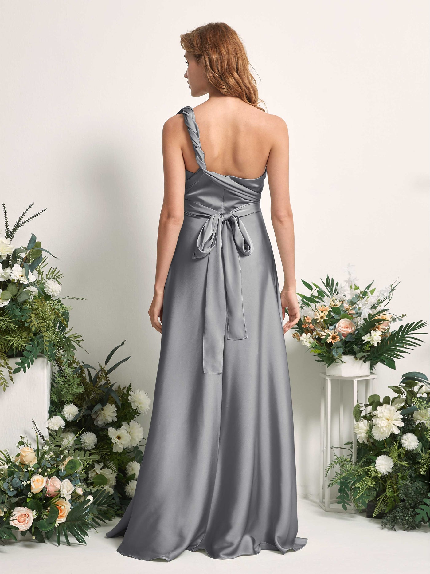 Carlyna A-Linien-Kleid Herzausschnitt Bodenlang Brautjungfernkleid Stahlgrau #farbe_stahlgrau