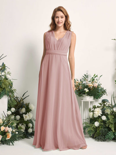 Carlyna A-Linien-Kleid Herzausschnitt Bodenlang Brautjungfernkleid Staubige Rose #farbe_staubige-rose