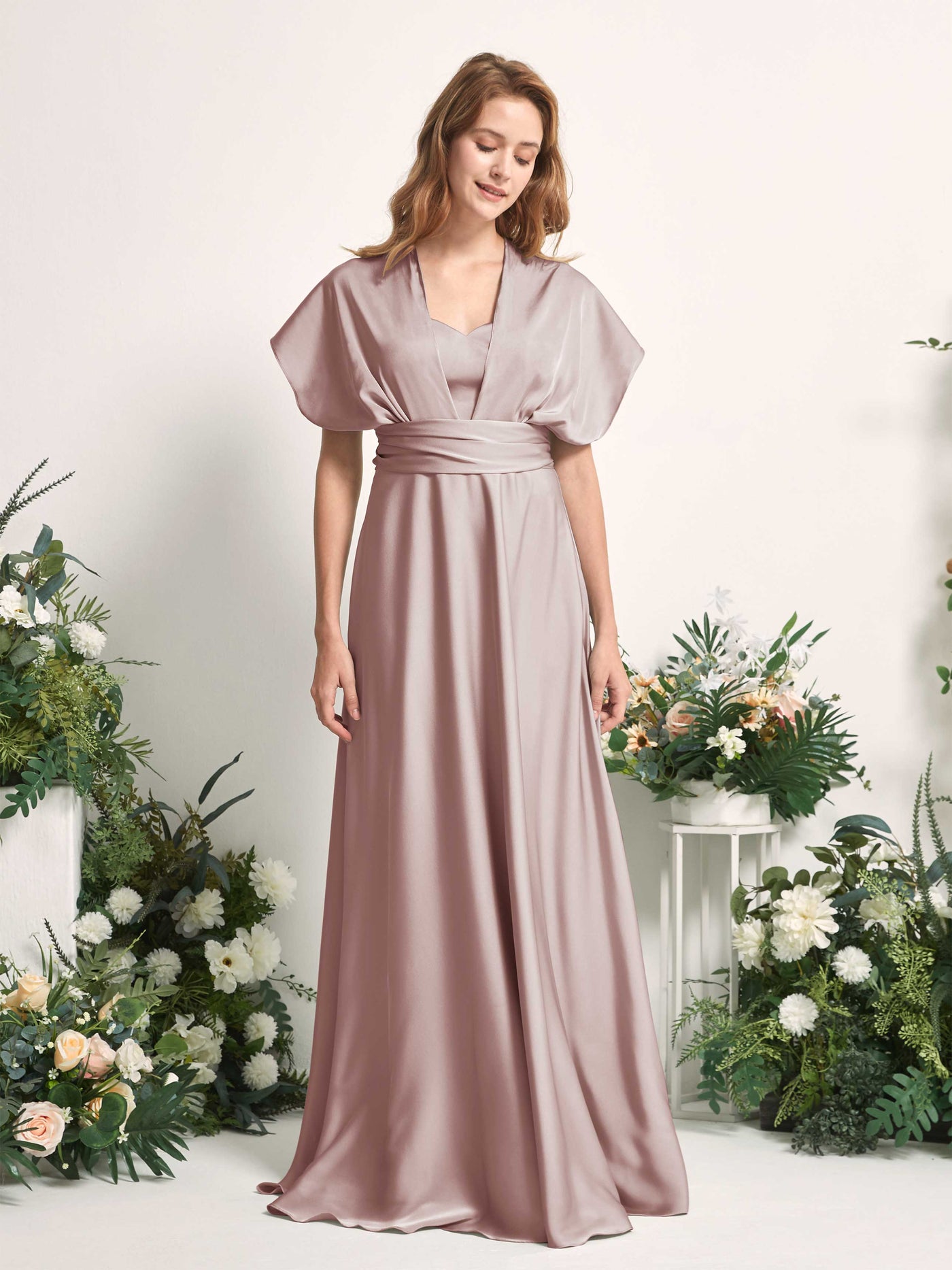 Carlyna A-Linien-Kleid Herzausschnitt Bodenlang Brautjungfernkleid Staubige Rose #farbe_staubige-rose