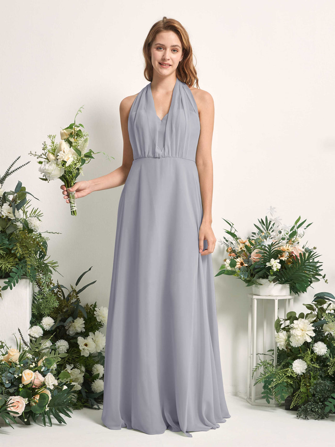Carlyna A-Linien-Kleid Herzausschnitt Bodenlang Brautjungfernkleid Staubiger Lavendel 