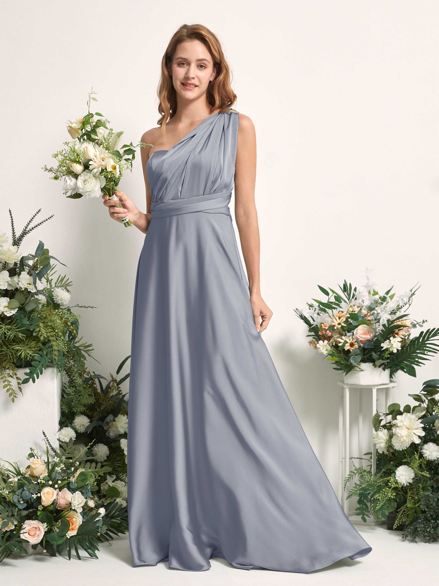 Carlyna A-Linien-Kleid Herzausschnitt Bodenlang Brautjungfernkleid Staubiges Blau #farbe_staubiges-blau