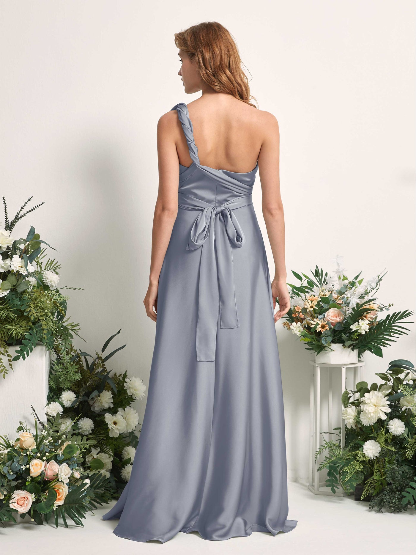 Carlyna A-Linien-Kleid Herzausschnitt Bodenlang Brautjungfernkleid Staubiges Blau #farbe_staubiges-blau