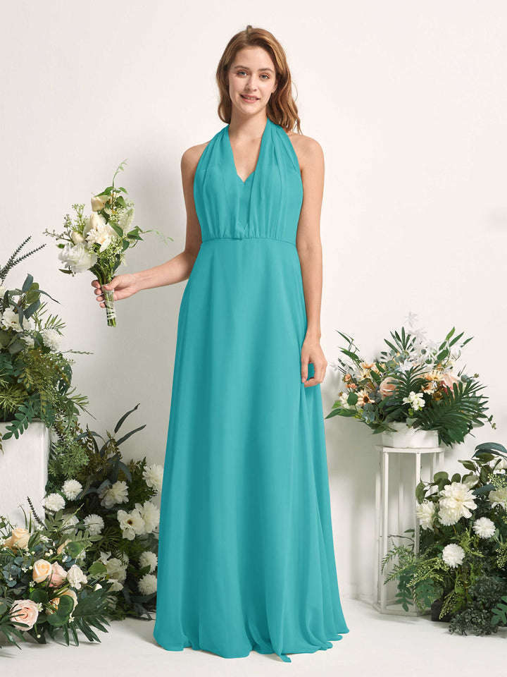 Carlyna A-Linien-Kleid Herzausschnitt Bodenlang Brautjungfernkleid Türkis 
