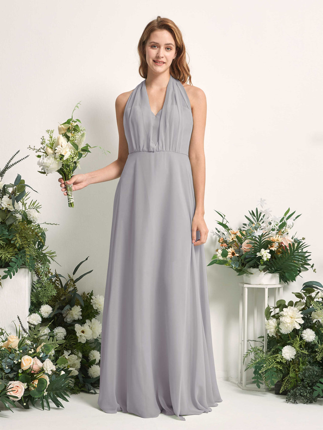 Carlyna A-Linien-Kleid Herzausschnitt Bodenlang Brautjungfernkleid Taube 