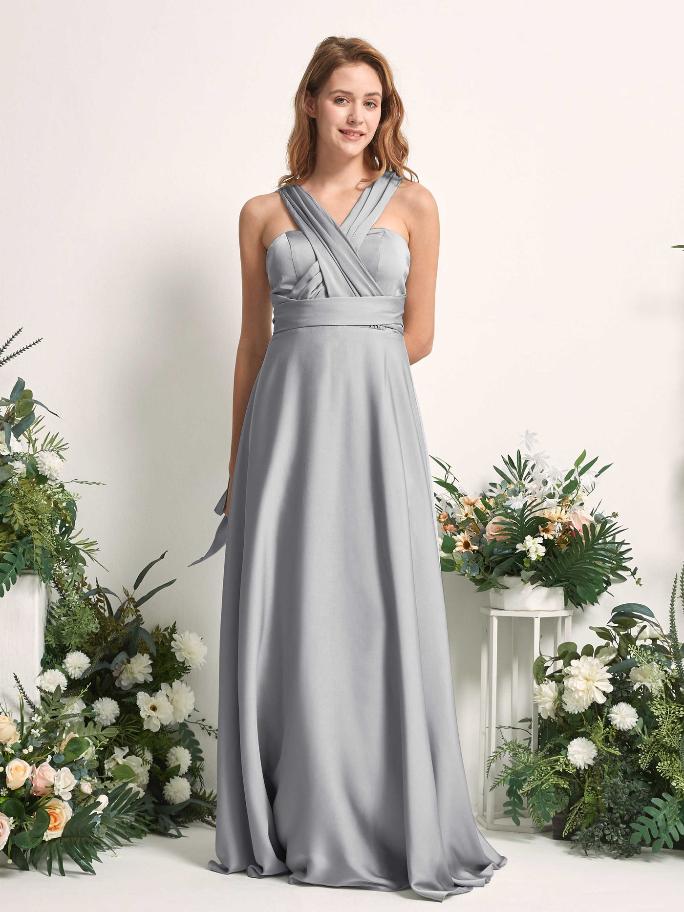 Carlyna A-Linien-Kleid Herzausschnitt Bodenlang Brautjungfernkleid Taube #farbe_taube